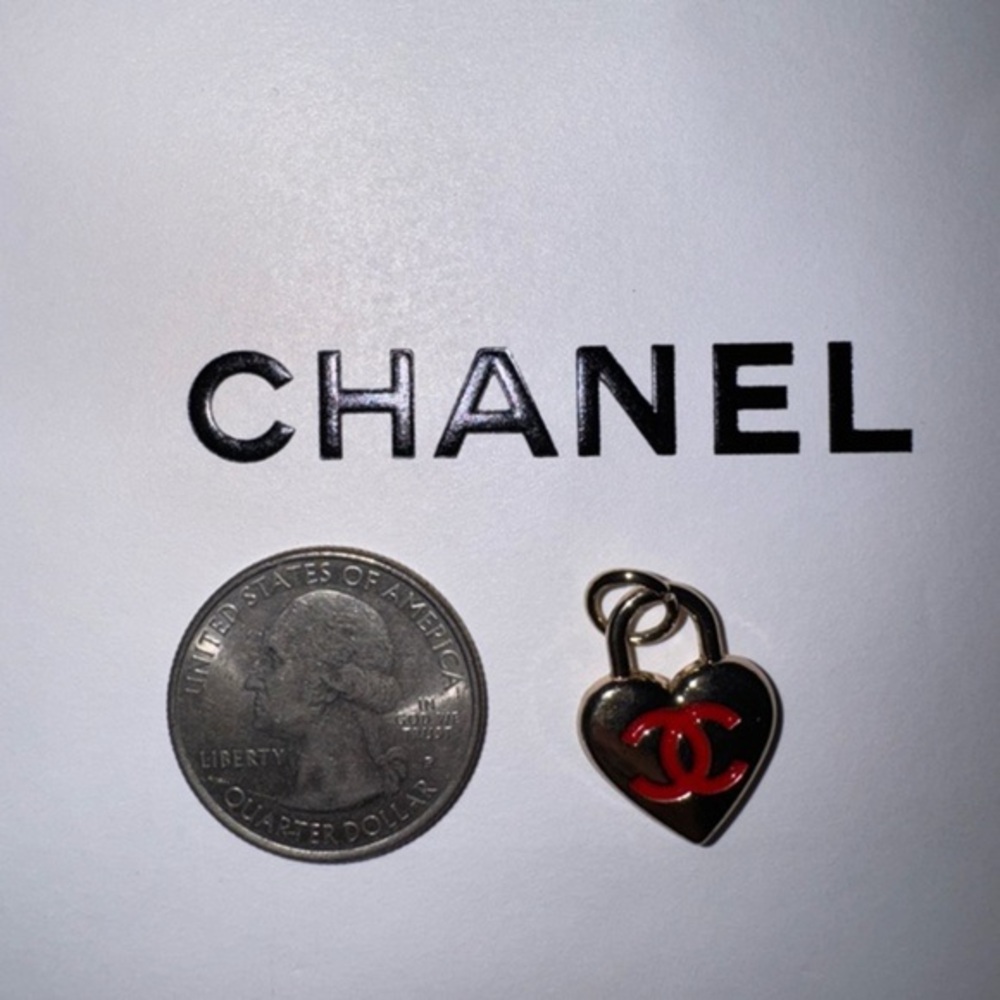 CHANEL Red and Gold Heart Pendant